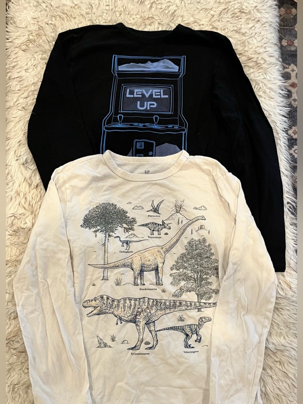 GAP Pajama Tops - Set of 2 Long Sleeve - Dinosaur Gamer - Boys XXL 14-16